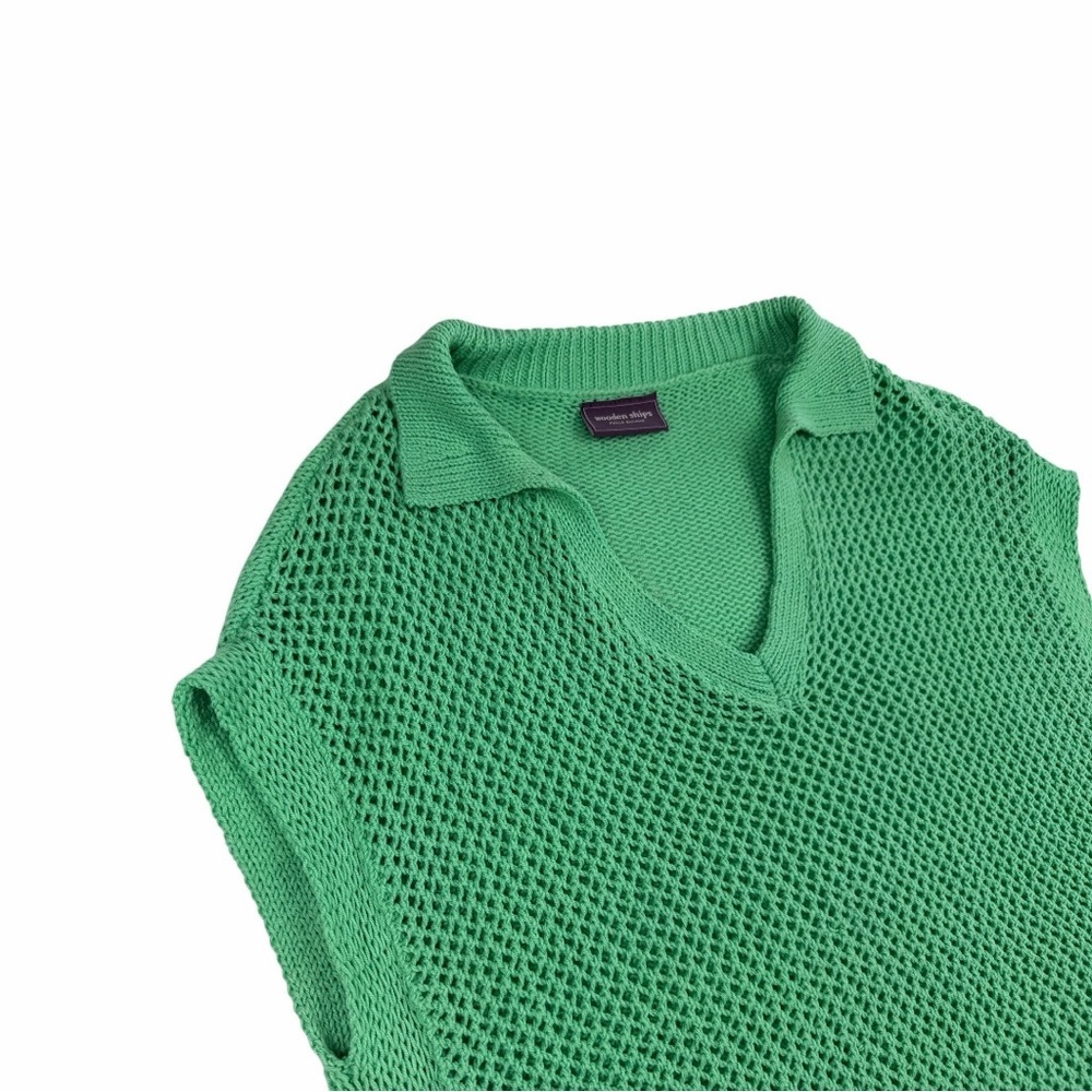 Wooden Ships Women’s Cotton Blend Emma Polo Sweater Vest In Verdigris Size M/L - Picture 4 of 9